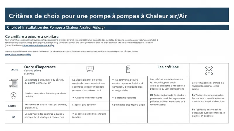 Critères de choix pour une pompe à chaleur air/air